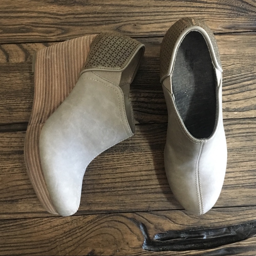 Brown leather booties